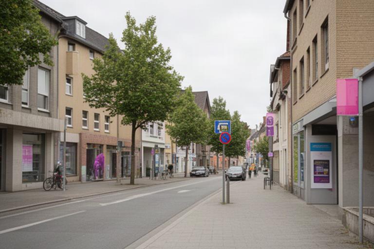 Straßenszene in Witten rund um die Krünerstraße mit Fußweg, Gebäuden und guter Anbindung für Kursteilnehmende